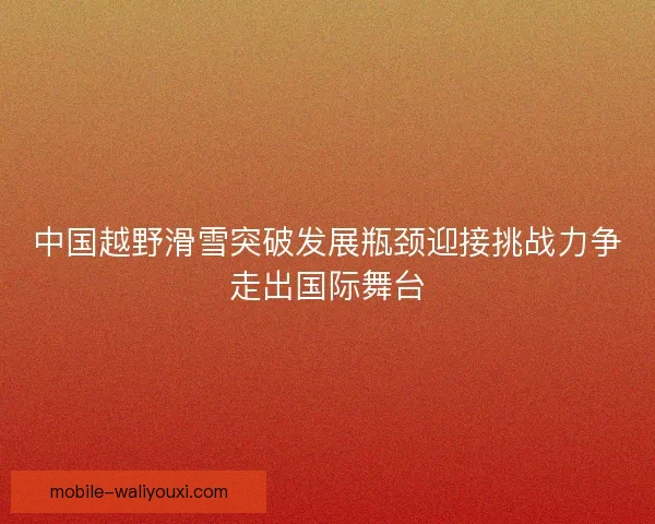 中国越野滑雪突破发展瓶颈迎接挑战力争走出国际舞台