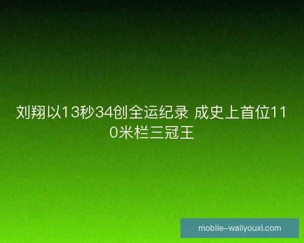 刘翔以13秒34创全运纪录 成史上首位110米栏三冠王